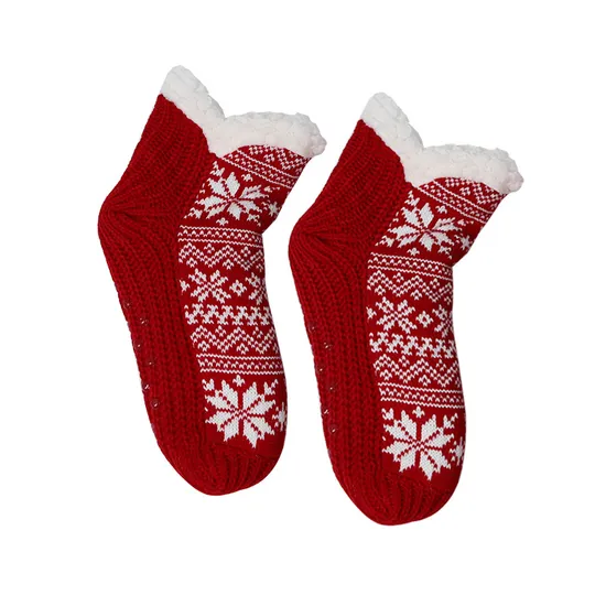 Рождественские женские термоноски, женские зимние плюшевые мягкие напольные женские нескользящие тапочки, пушистые короткие носки