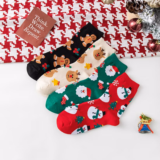 Цена производства, дизайн, женские рождественские носки, высококачественные подарочные праздничные носки на заказ